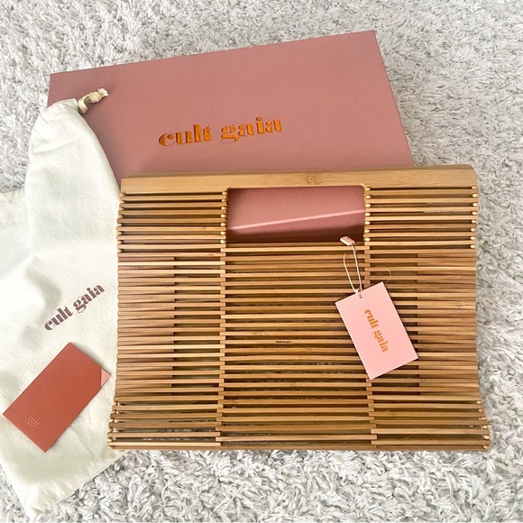 Cult Gaia Top Handle Bamboo Bag NWT Natural - Picture 8 of 8